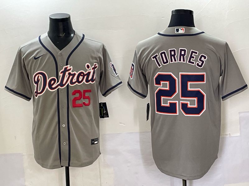 Men 2025 Detroit Tigers #25 Torres grey Game Nike MLB Jersey 002
